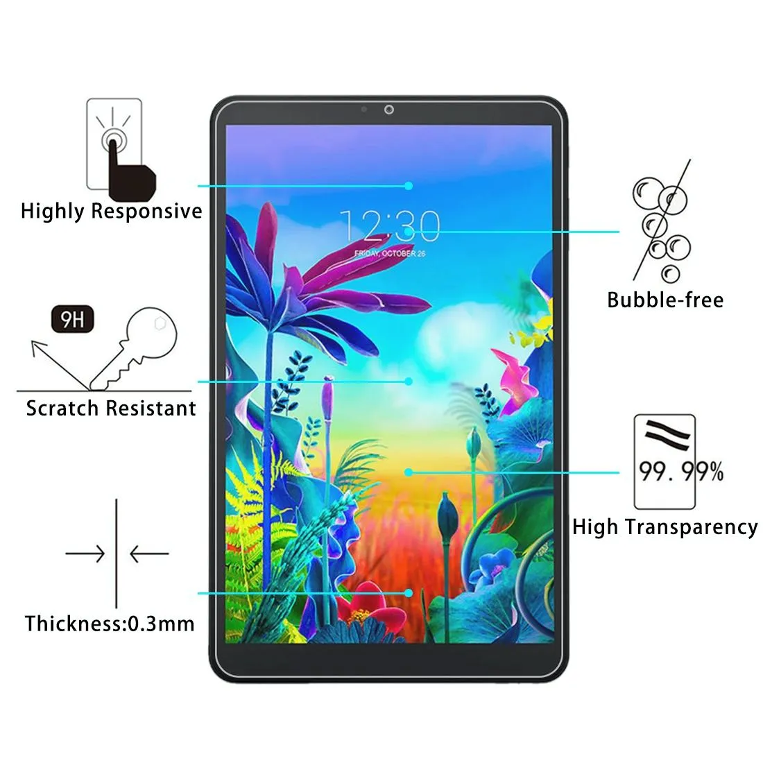 2-Pack 9H Tempered Glass Film For Lg G Pad 5 10.1 - Explosion-Proof 2.5D Design