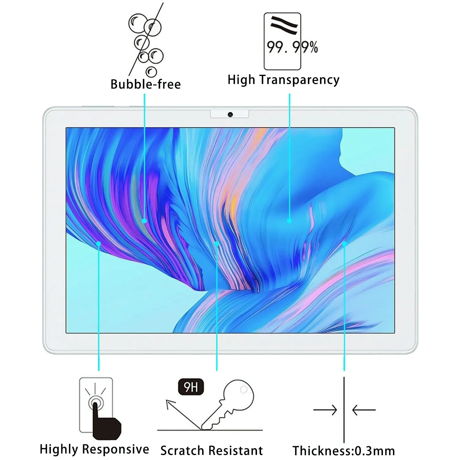 2-Pack Tempered Glass Film For Honor Tablet X6 - 9H 2.5D Explosion-Proof