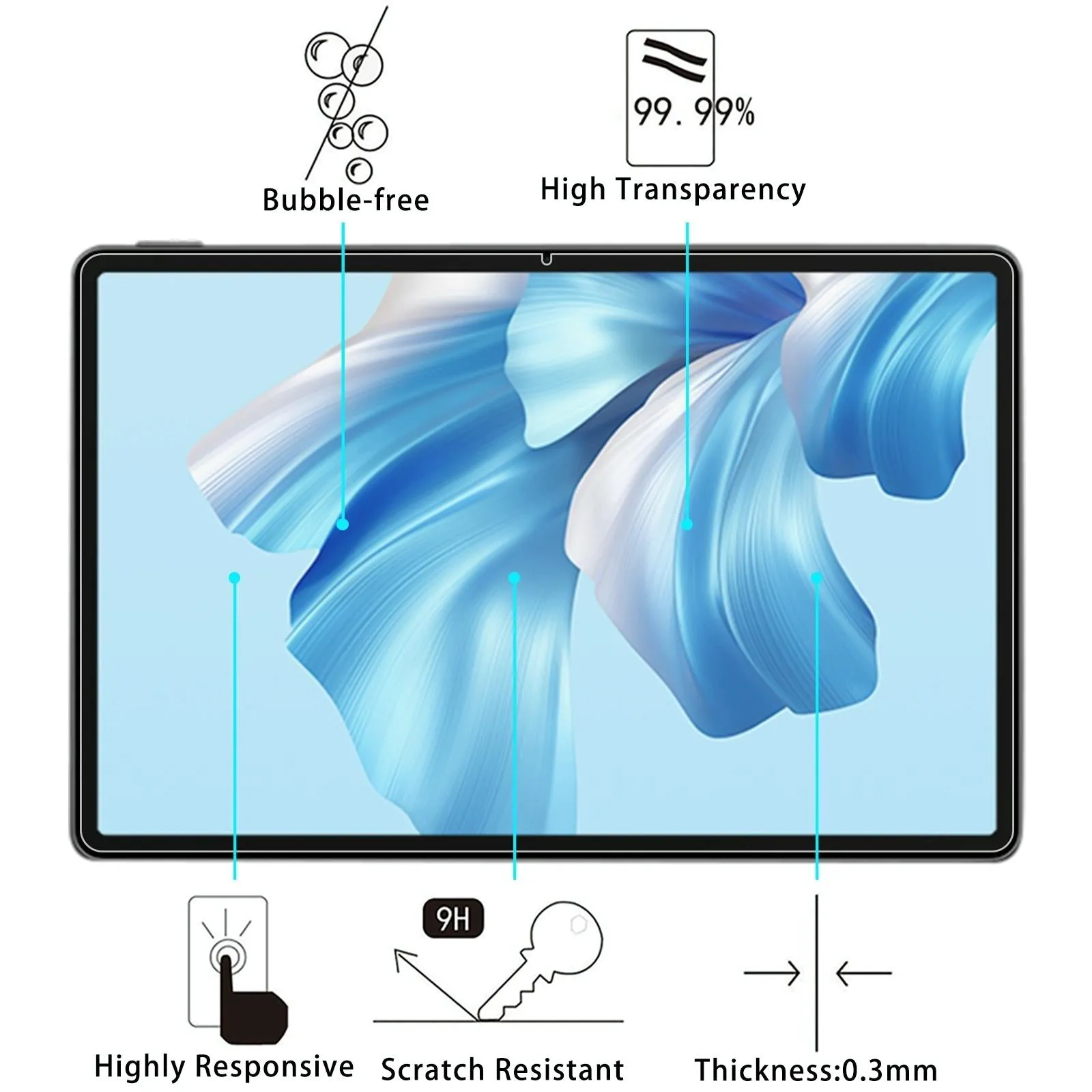 25-pack 9h 0.3mm Tempered Glass for Huawei Matebook e Go - Clear