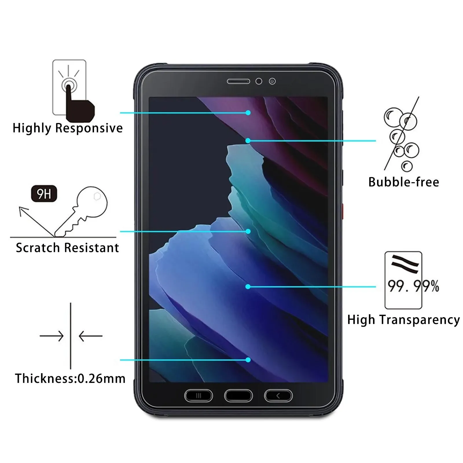25-pack 9h Hd Tempered Glass Film for Samsung Galaxy Tab Active 3 - Explosion-proof