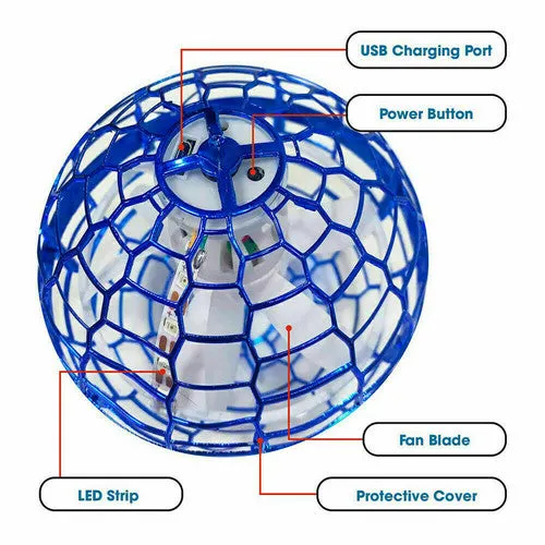 2pcs BLUE Flying Ball Mini Hand UFO Toys | Drone Helicopter Hover Quadcopter | Kids Toys Gifts