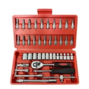 46 Piece Car Tool Kit: Ratchet Wrench Set with Screwdriver Spanner and Torque Bits