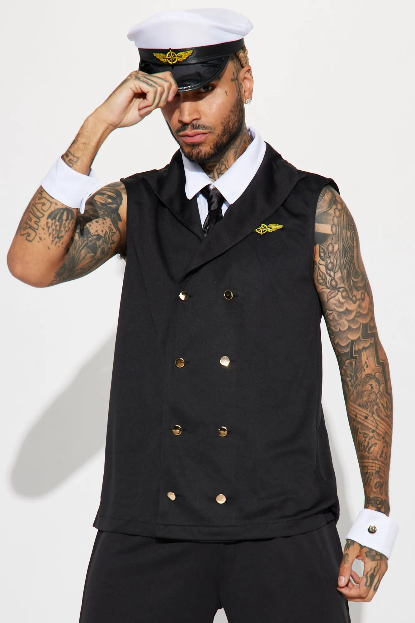 Airline Pilot 5 Piece Costume Set - Black/combo