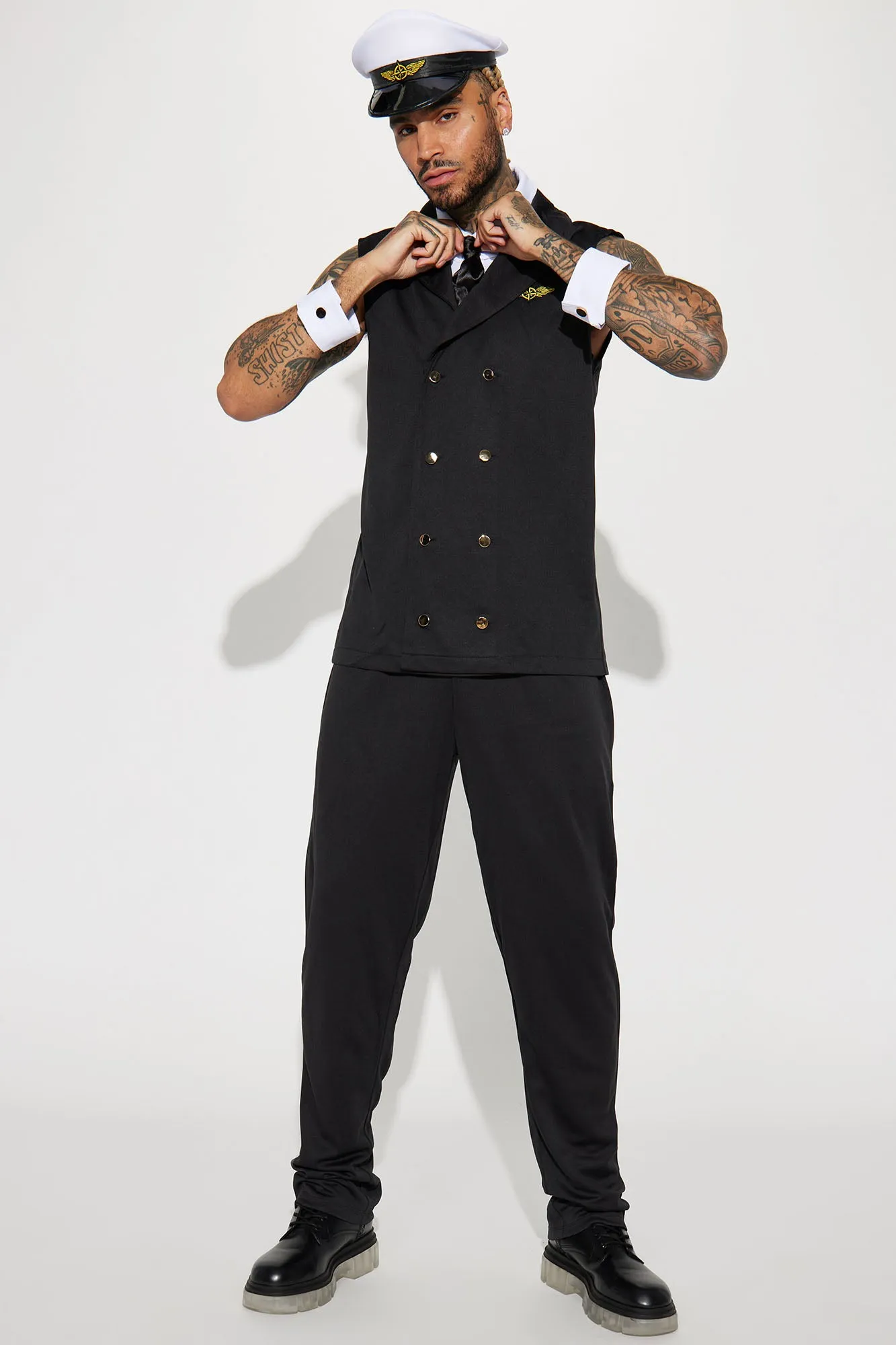 Airline Pilot 5 Piece Costume Set - Black/combo