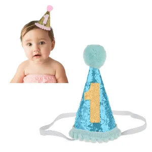 Babymoon 1 year Birthday Cone Cap Cake Smash Photography Cap (Blue)