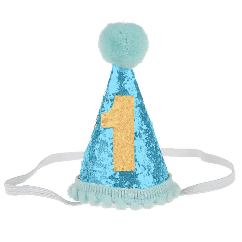Babymoon 1 year Birthday Cone Cap Cake Smash Photography Cap (Blue)
