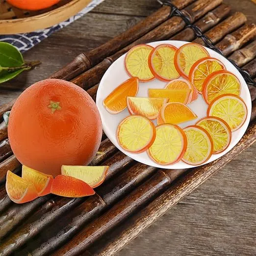 Babymoon Artificial 5 Oranges & 10 Orange Slices | Decorative Add-ons |  Photography Props | Set of 15