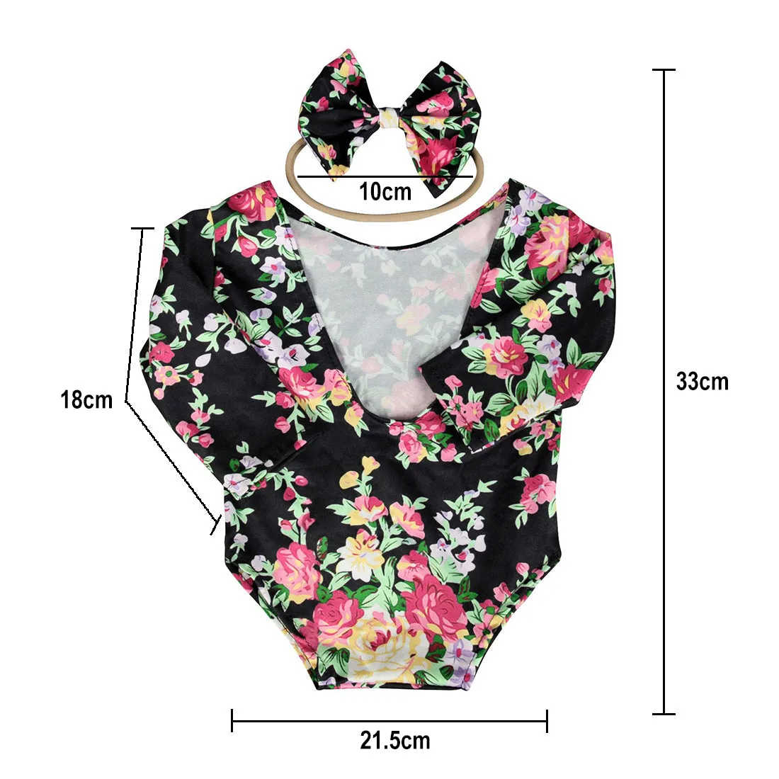 Babymoon Cloth Romper with Hairband Photoshoot Props Costume - Black