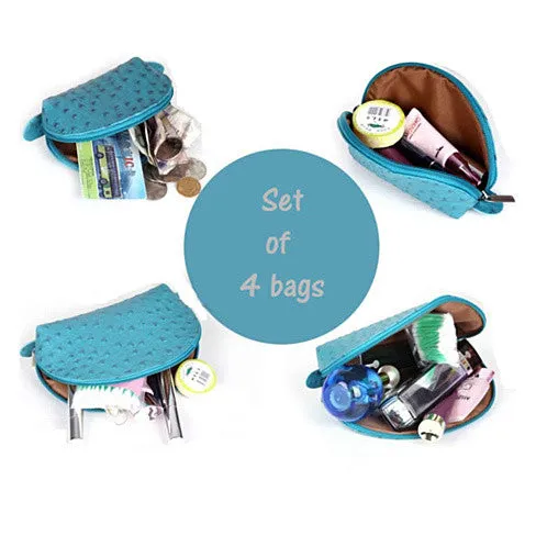COSMO Cosmetic Faux Ostrich Cases In Set of 4 by VistaShops