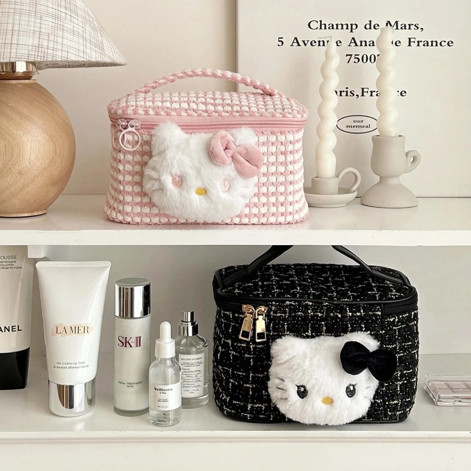 Cute Ladies' Makeup Bag, Portable Large Capacity Storage Bag Travel Grooming Bag