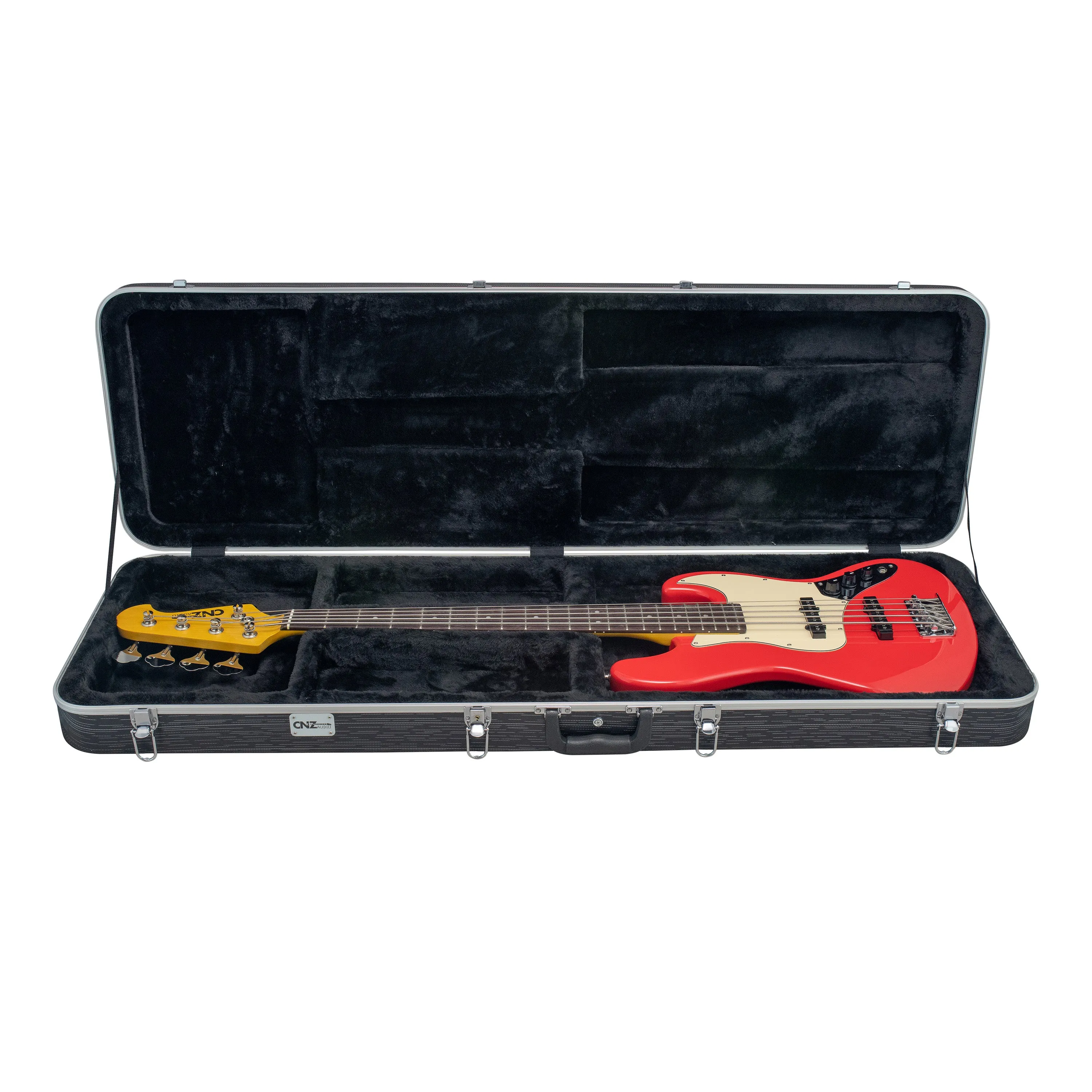 Deluxe ABS Bass Guitar Case - Black with White Lines