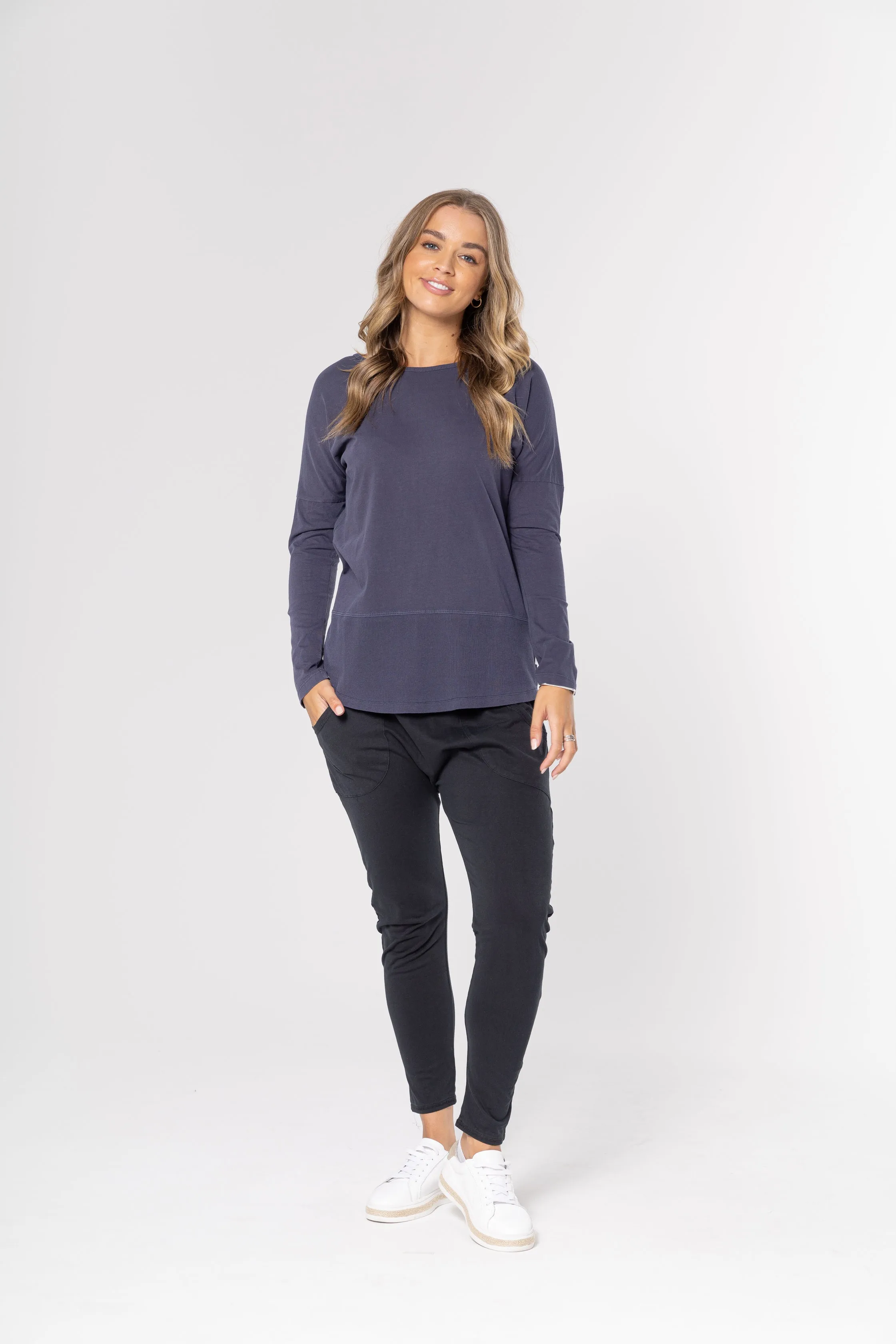 FUNDAMENTAL RIB L/S TEE - Navy