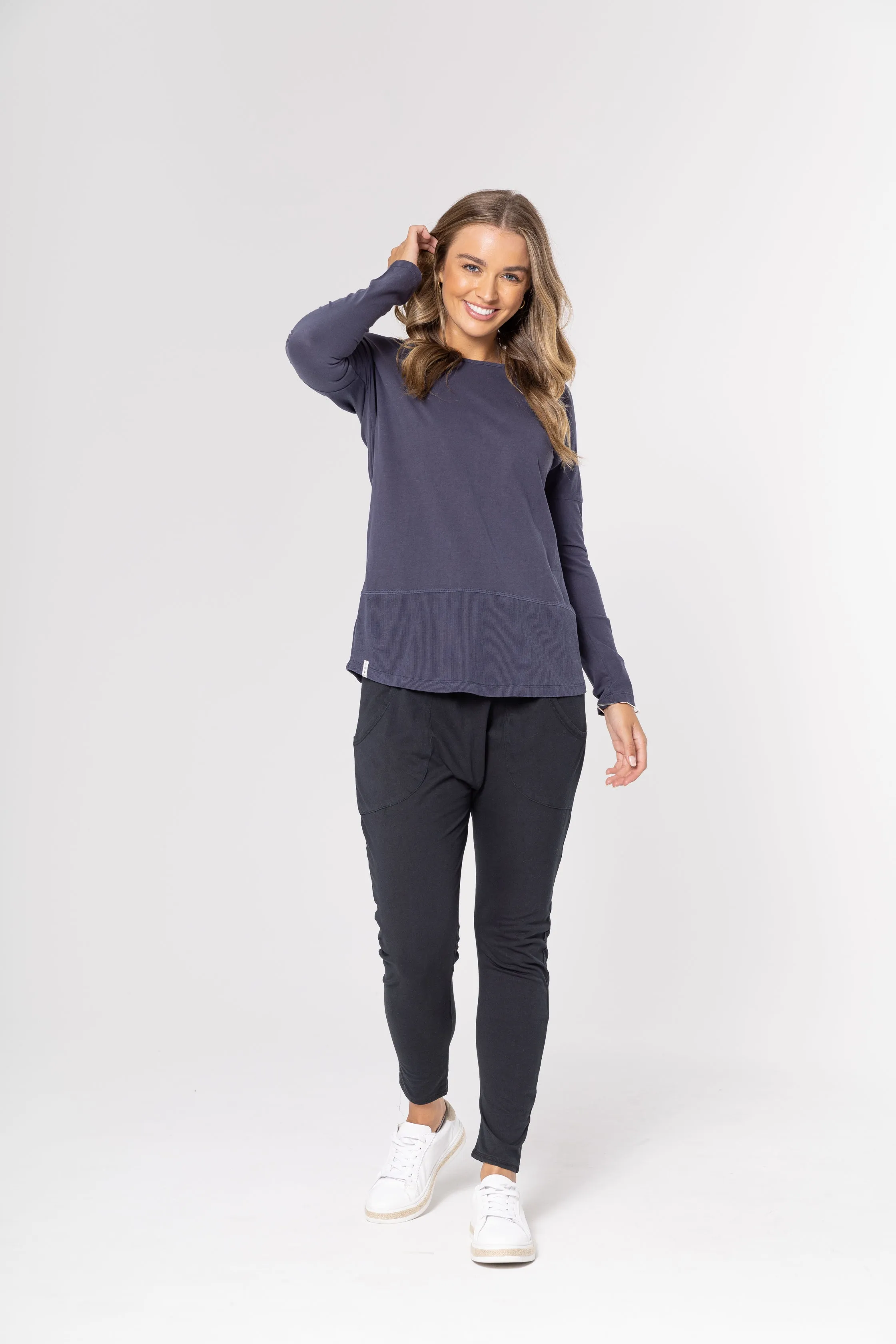 FUNDAMENTAL RIB L/S TEE - Navy