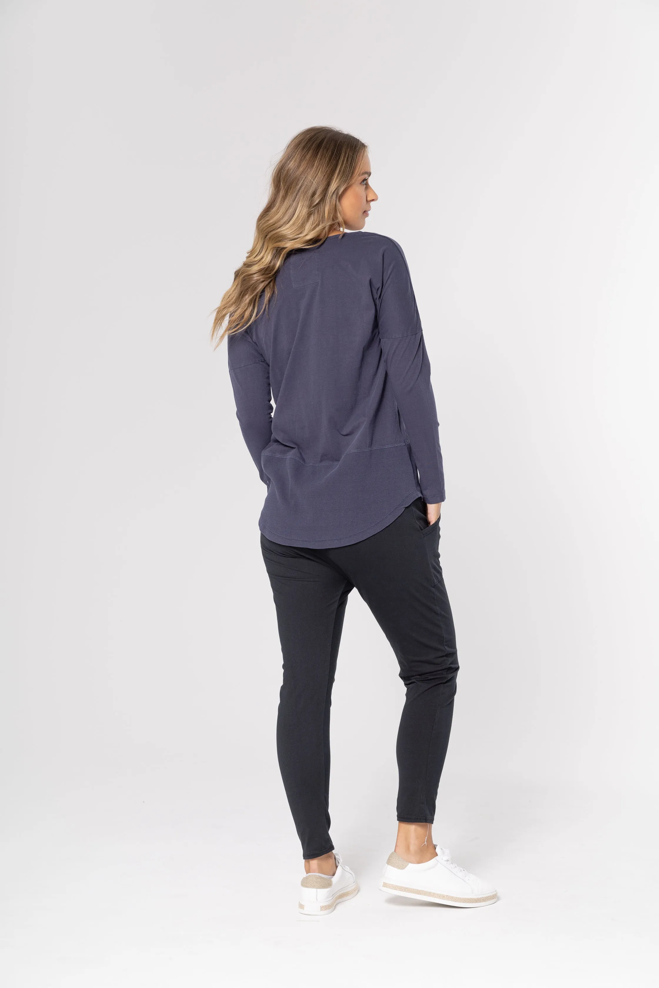 FUNDAMENTAL RIB L/S TEE - Navy