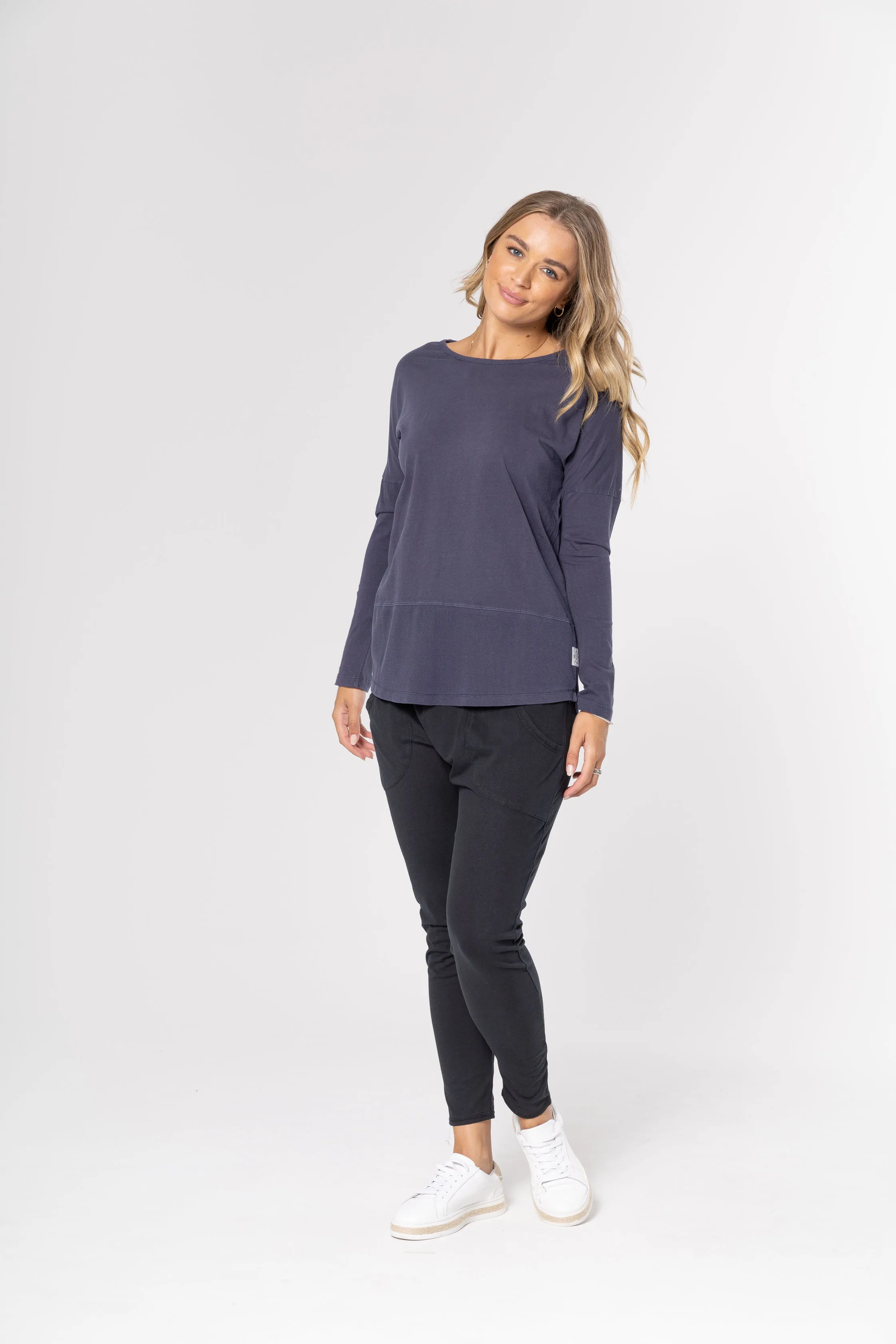FUNDAMENTAL RIB L/S TEE - Navy
