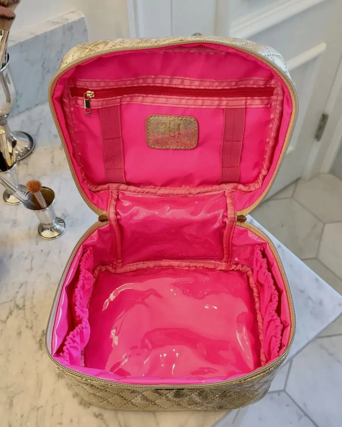 Hampton train case champagne pop