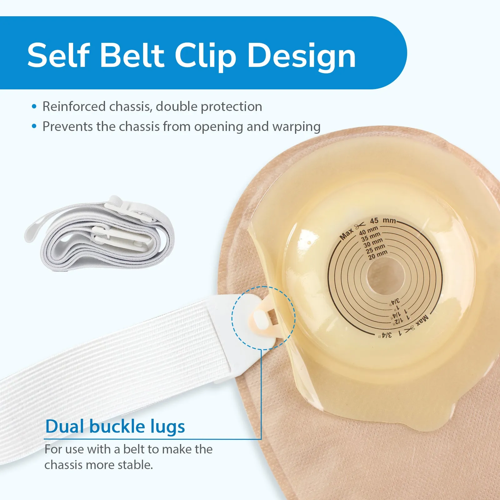 HEAGI Colostomy Bags 1 Piece Convex Ostomy Bags with Exhaust Hole & Adjustable Waistband