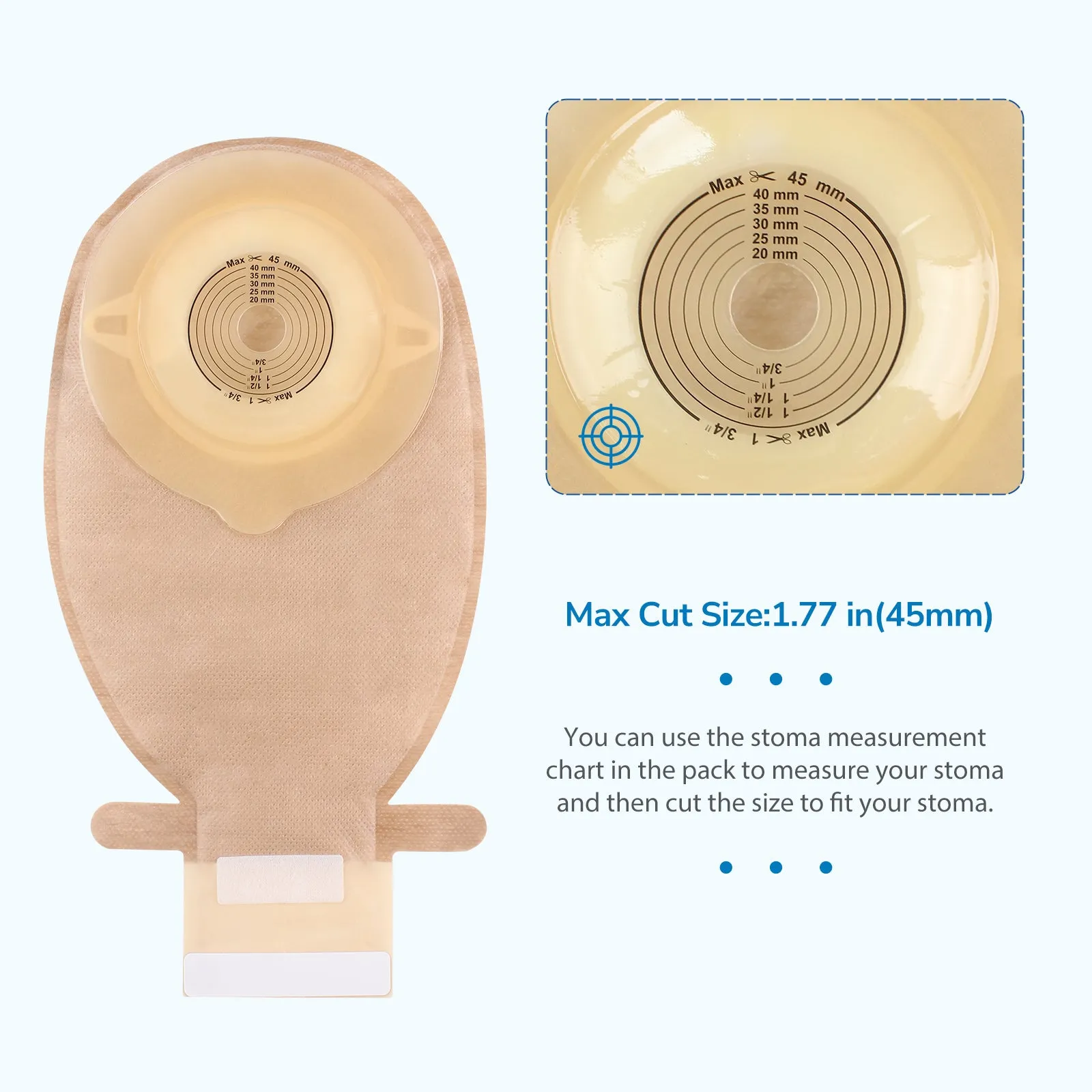 HEAGI Colostomy Bags 1 Piece Convex Ostomy Bags with Exhaust Hole & Adjustable Waistband