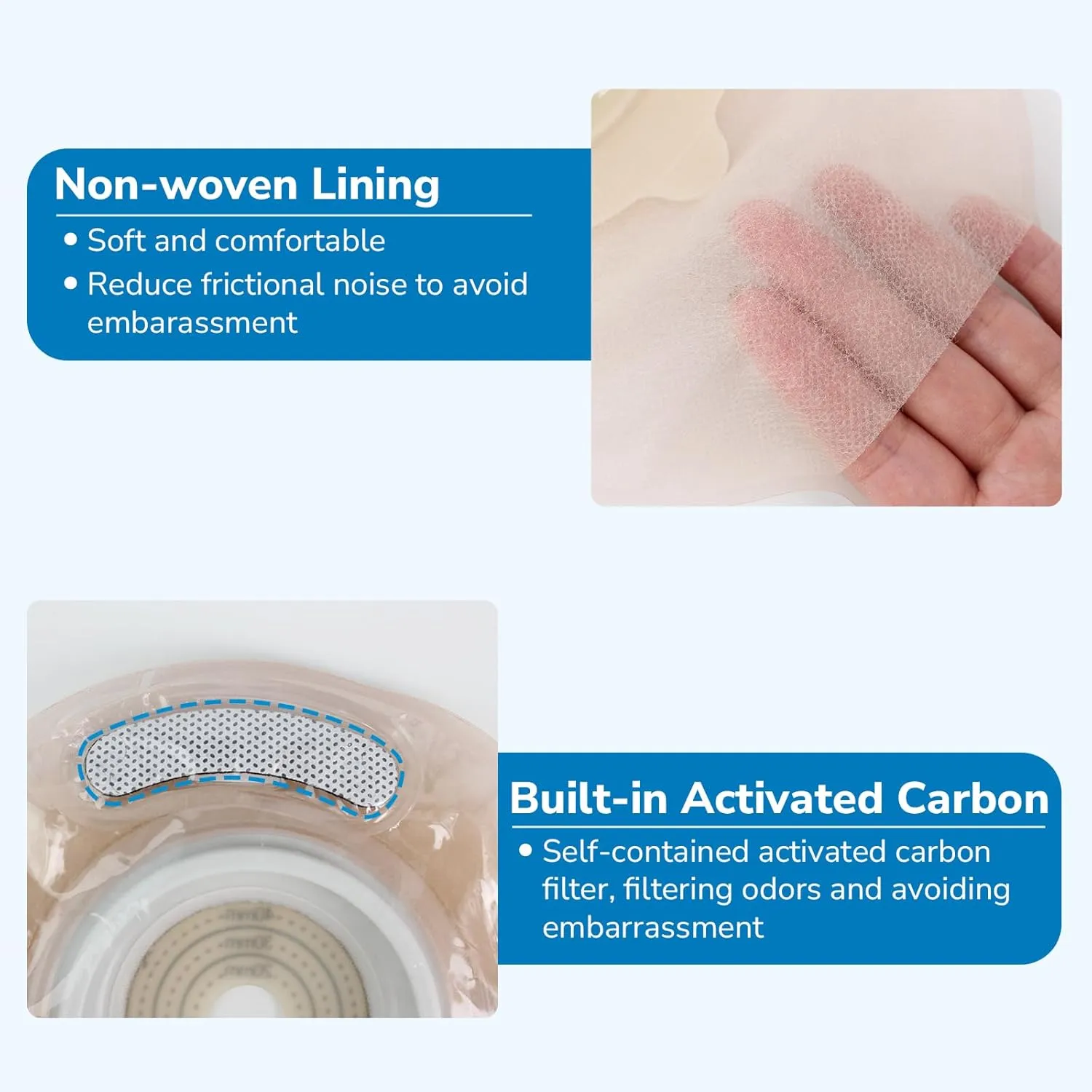 HEAGI Colostomy Bags Ostomy Supplies One-Piece Convex Ostomy Bags with a Waistband