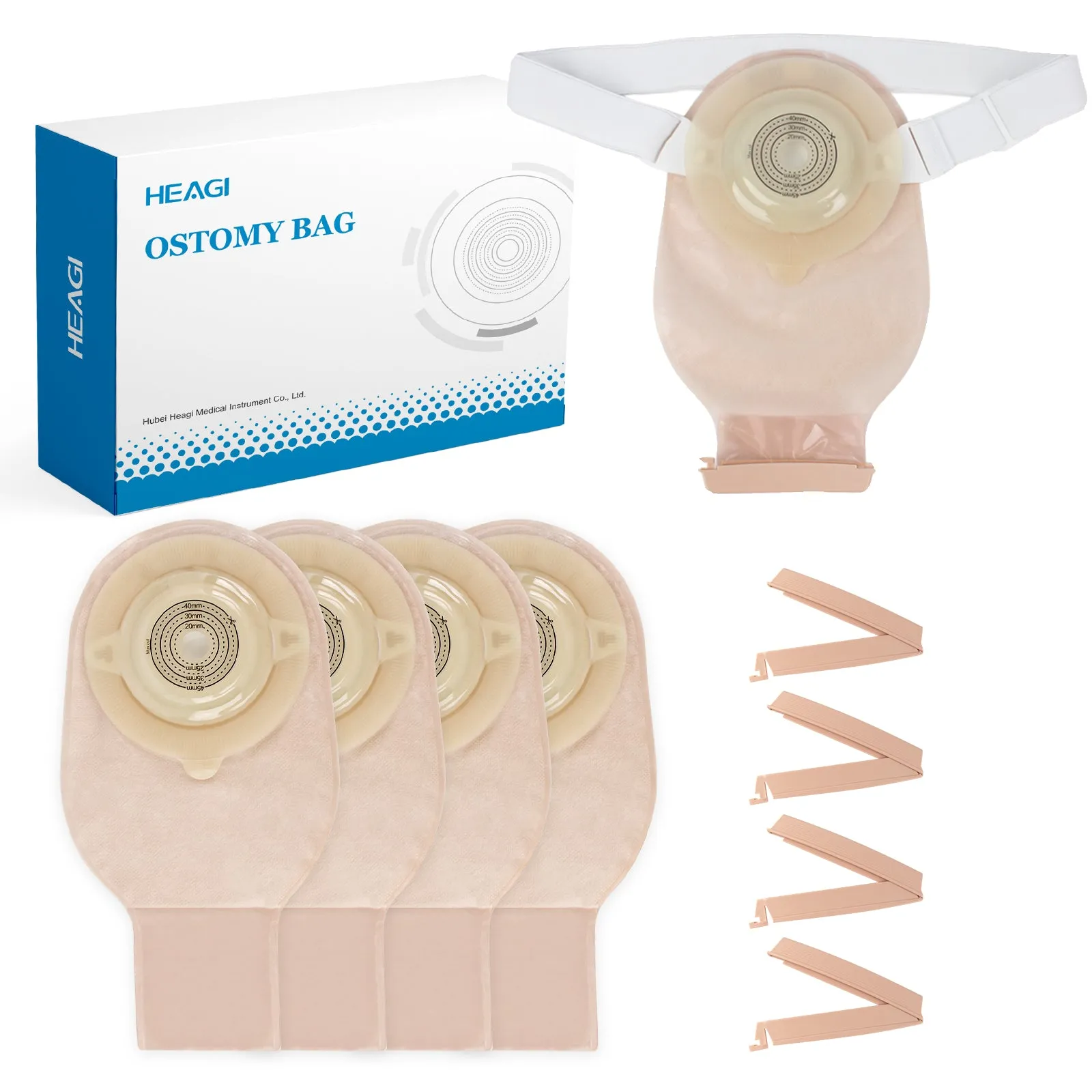 HEAGI Colostomy Bags Ostomy Supplies One-Piece Convex Ostomy Bags with a Waistband