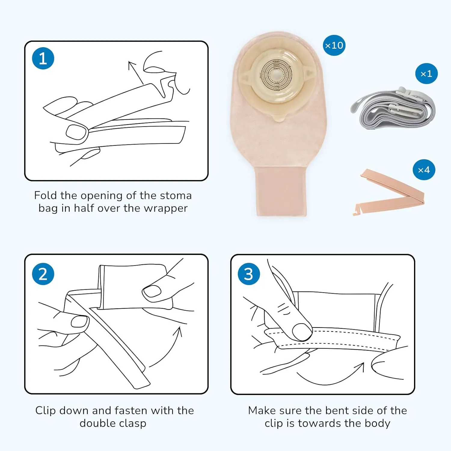 HEAGI Colostomy Bags Ostomy Supplies One-Piece Convex Ostomy Bags with a Waistband