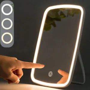 LED Makeup Mirror Touch Screen 3 Light Portable