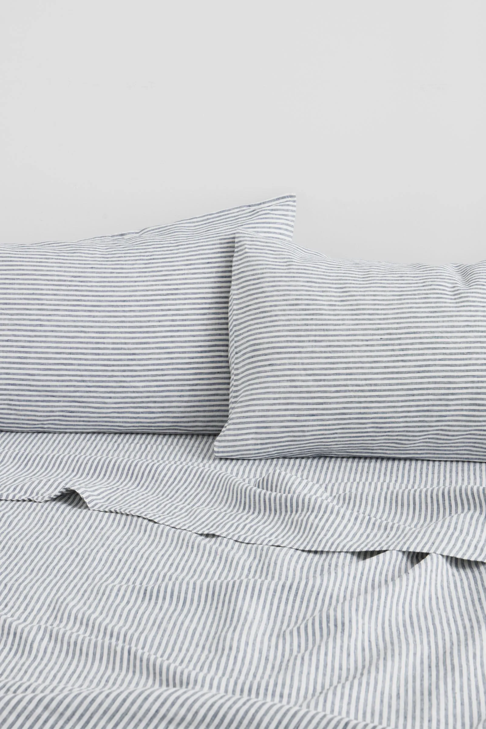 Linen Standard Pillow Cases Ocean Stripe