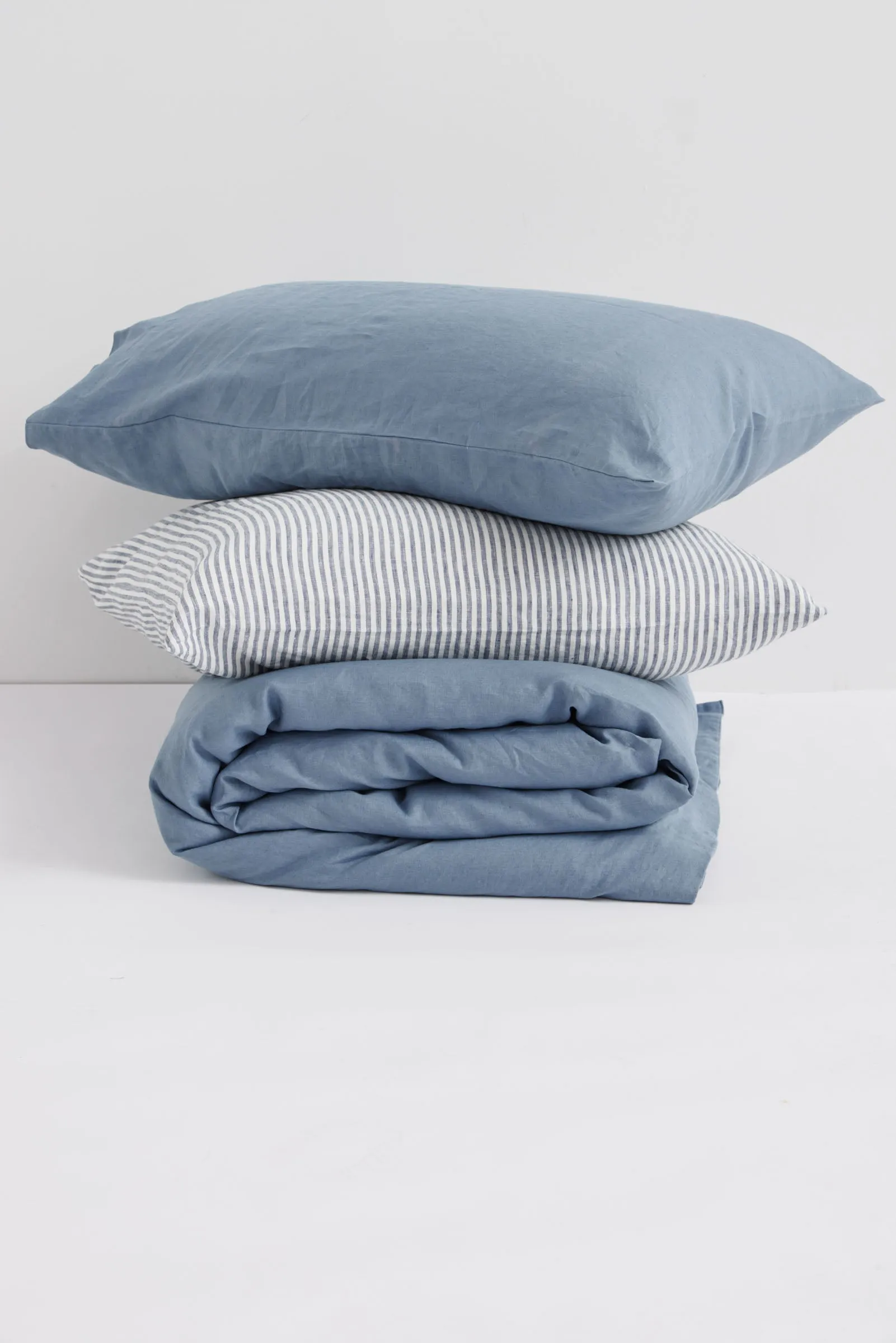 Linen Standard Pillow Cases Ocean Stripe