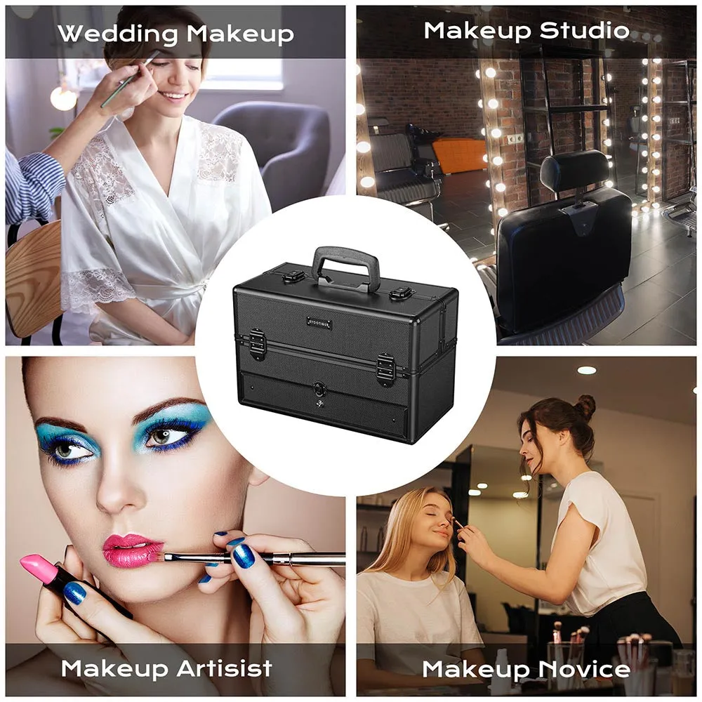 TheLAShop Cosmetic Vanity Case with Drawer 14x7x9" Key-locked