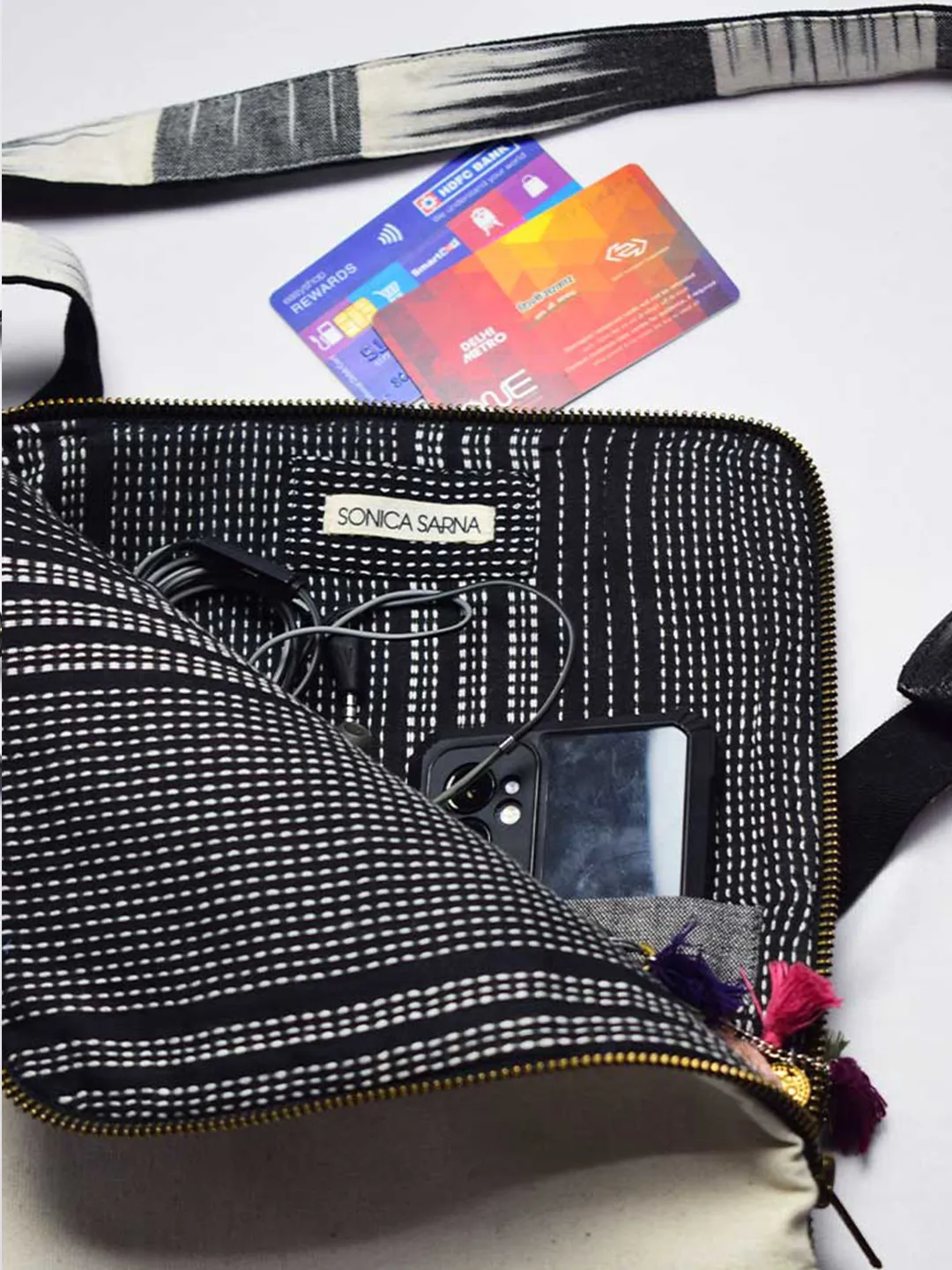 Zebra Ikat B&W Crossbody