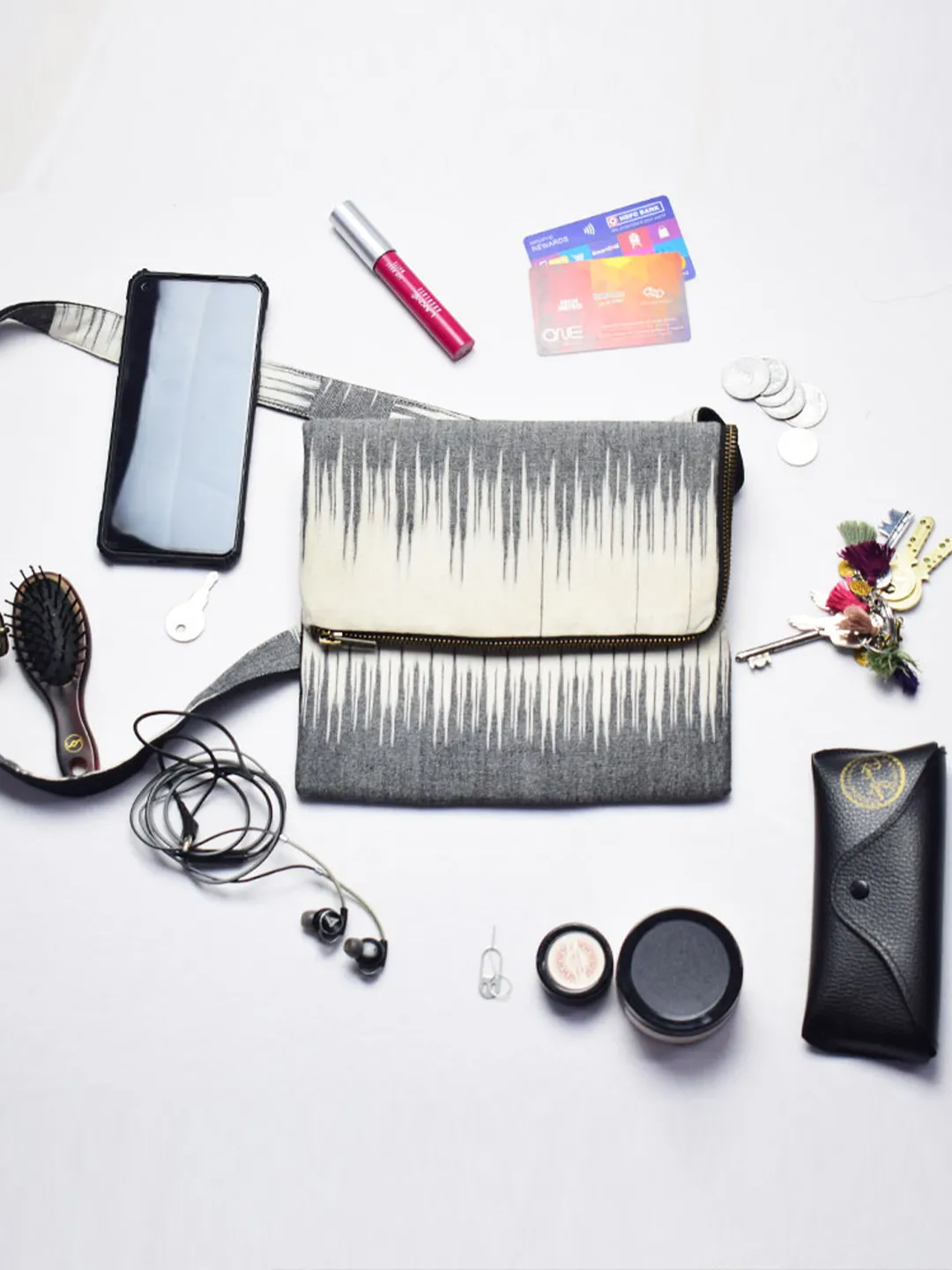 Zebra Ikat B&W Crossbody